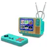 GV300S Handheld Retro Video Game Console, Handheld Design, 3-Inch HD Screen, 308 Puzzle & Sports Mix Games, 6 Genres Inside, Plastic Compact Rechargeable Portable System with Controller, TV Output, 2-Player Mode, Blue Christmas Gift for Kids