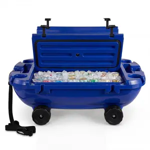 VEVOR Floating Cooler, 40 QT Floating Ice Chest with Dry Storage, Wheels & Tow Rope, Premium LLDPE Amphibious Drink Cooler for Water & Land, Cruise Stable on Lake, River, Pool, Beach, Kayak, Deep Blu