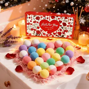 Women's Bath Bomb Gift Box, 24 Handmade Essential Oil Bubble Baths, Body Care, Perfect for Wife, Girlfriend, Sister, Birthday, Christmas, Anniversary, Valentine's Day, Bath Bomb Set