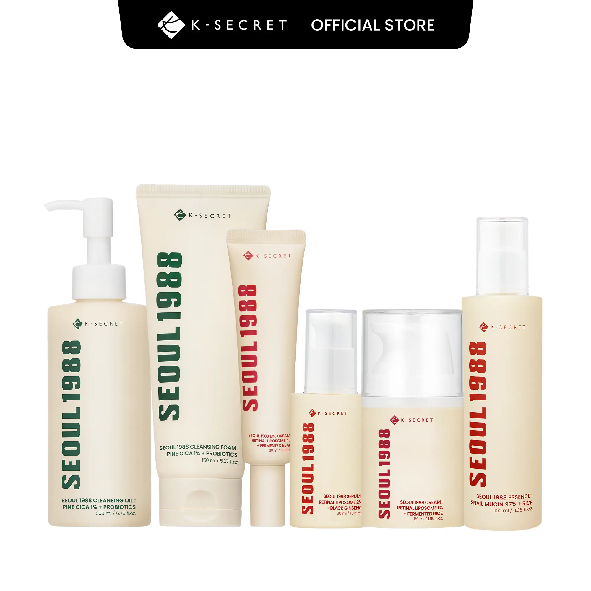 [KSECRET Official] SEOUL 1988 Retinal Night Routine Set | Retinal Trio + Snail Essence + Cleansing Duo | Full Overnight Skin Renewal Care