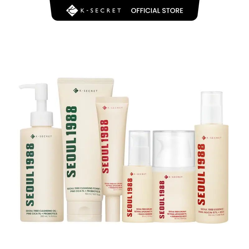 [KSECRET Official] SEOUL 1988 Retinal Night Routine Set | Retinal Serum & Eye Cream & Cream + Snail Essence + Cleansing Duo | Full Overnight Skin Renewal Care