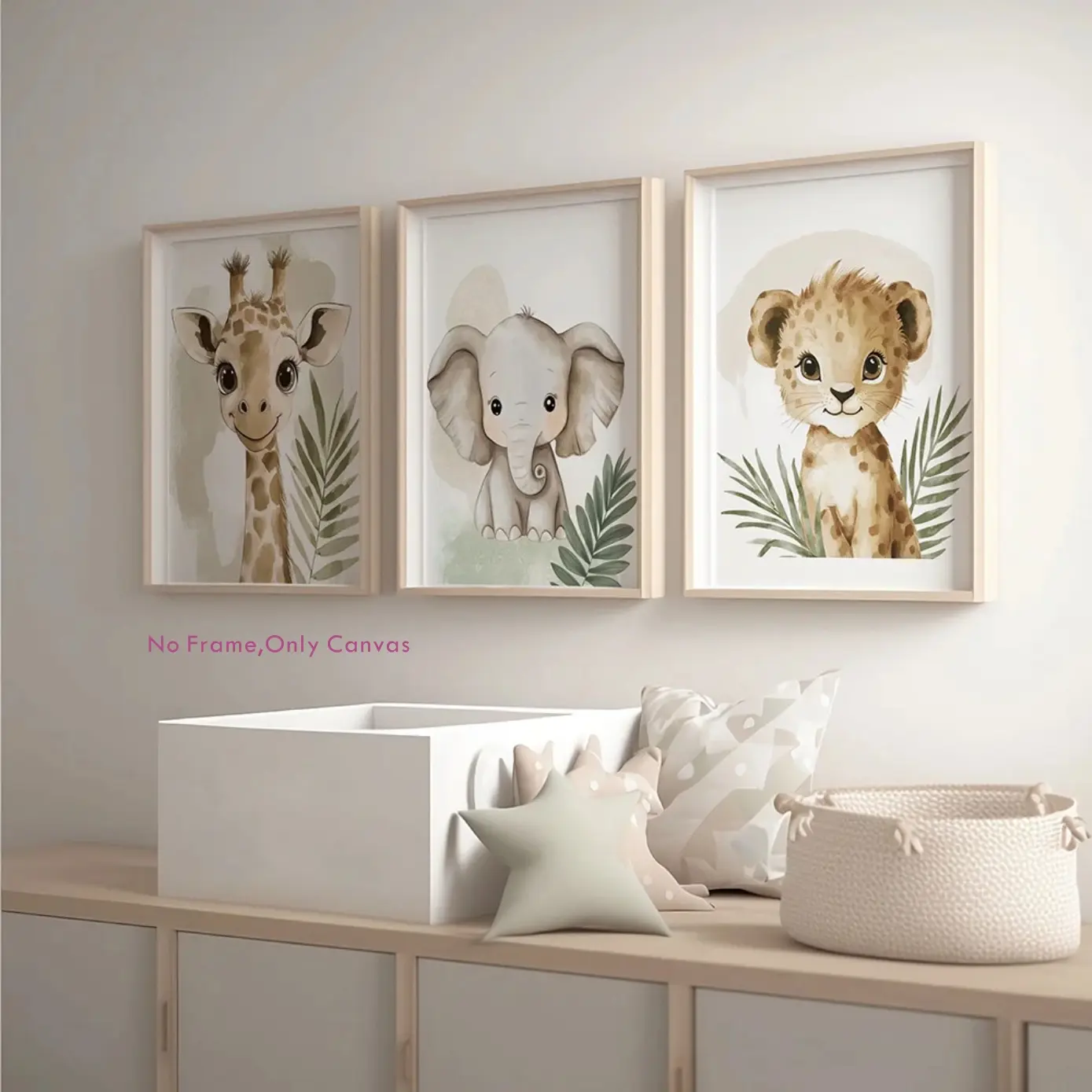 3pc Wildlife and Jungle Canvas Print Set, Unframed Wall Art for Baby Room, Living Room, Bedroom Decor, Modern Home Decor, Art Canvas Prints, 3 Piece Set