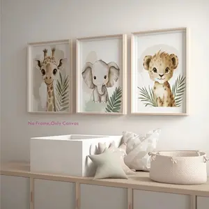 3pc Wildlife and Jungle Canvas Print Set, Unframed Wall Art for Baby Room, Living Room, Bedroom Decor, Modern Home Decor, 3 Piece Set