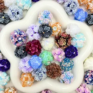 Ball-flower - Beads Mix for Keychain and DIY Crafts – 16/20mm Silicone, Resin & Acrylic Beads