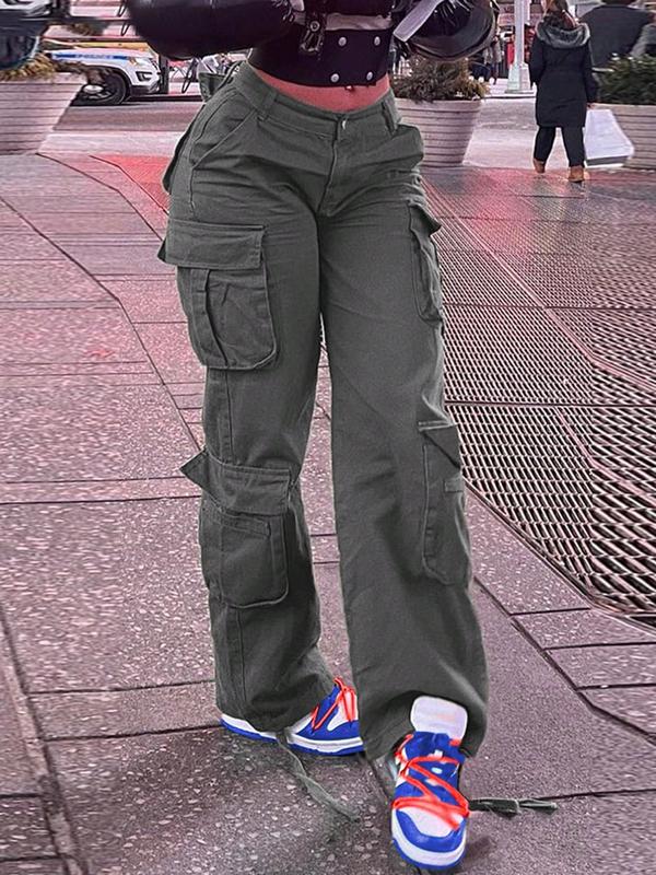 Cargo Pants Women High Waist Wide Leg Casual Pantswith 8 Pockets Brown Cargo Pants Women Y2K Style whaletail - 708321