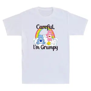 Careful I'm Grumpy Bear Rainbow Graphic T-Shirt