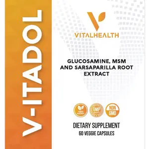 VitalHealth V-Itadol Edible Supplement - Glucosamine MSM Sarsaparilla Root Extract - Joint Muscle Comfort Blood Health Non-GMO GMP Certified Natural Healthcare