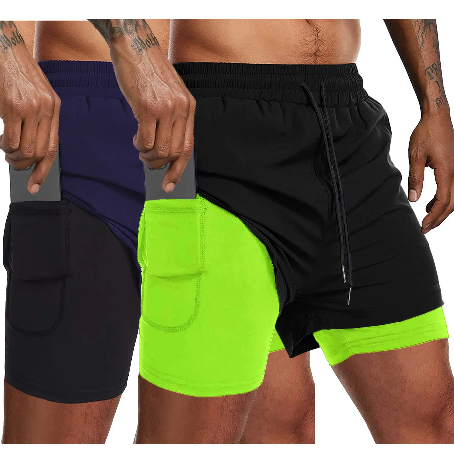 2-pack:black(fluorescent)+navy Blue