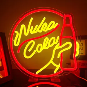 Nuka Cola Neon Sign, 1 Count USB Powered Neon Wall Sign, Wall Decor LED Light Sign, Hanging Decorative Light for Game Room, Bedroom, Men's Cave, Led Neon Lights