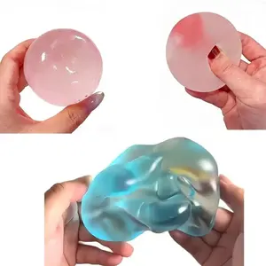 Blue Squishy Toys Anti Stress Sensory Fidgets Toy Soft Simulated Transparent Blue Slow-rebound Decompression Squeeze Toy High transparency jelly texture feelsrefreshing with just a pinch Cute Translucent Pink Ball for Relaxation