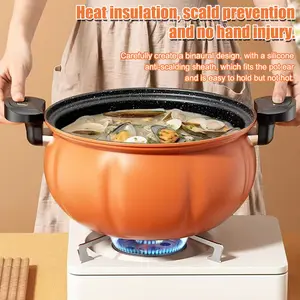 8L large cast iron soup pot, available with and without steamer, multi-functional non-stick saucepan, with press locking system and sealing design, ideal for large family gatherings and festive occasions