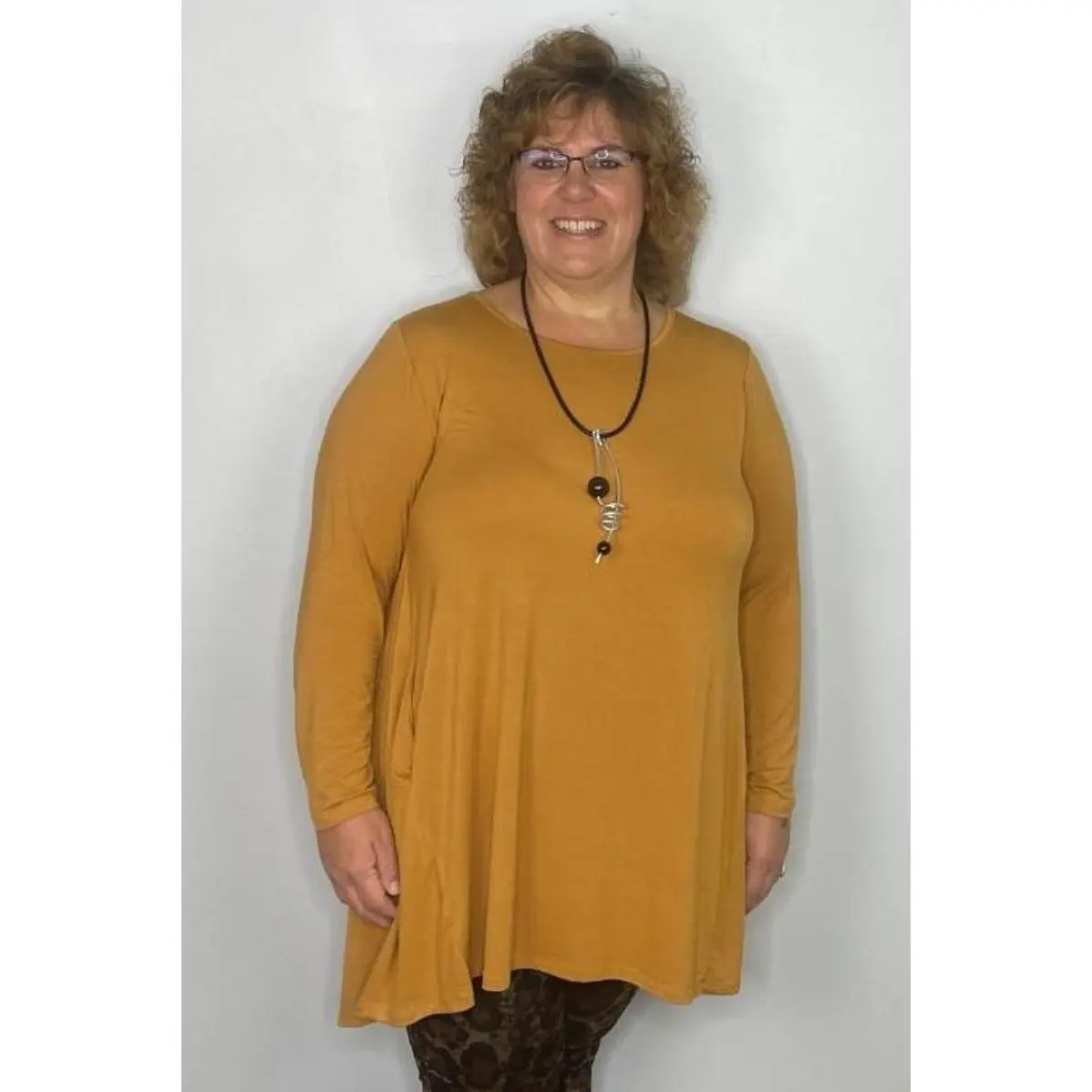 2AM Long Sleeve Tunic with Pockets - Mustard