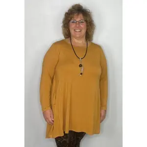 2AM Long Sleeve Tunic with Pockets - Mustard