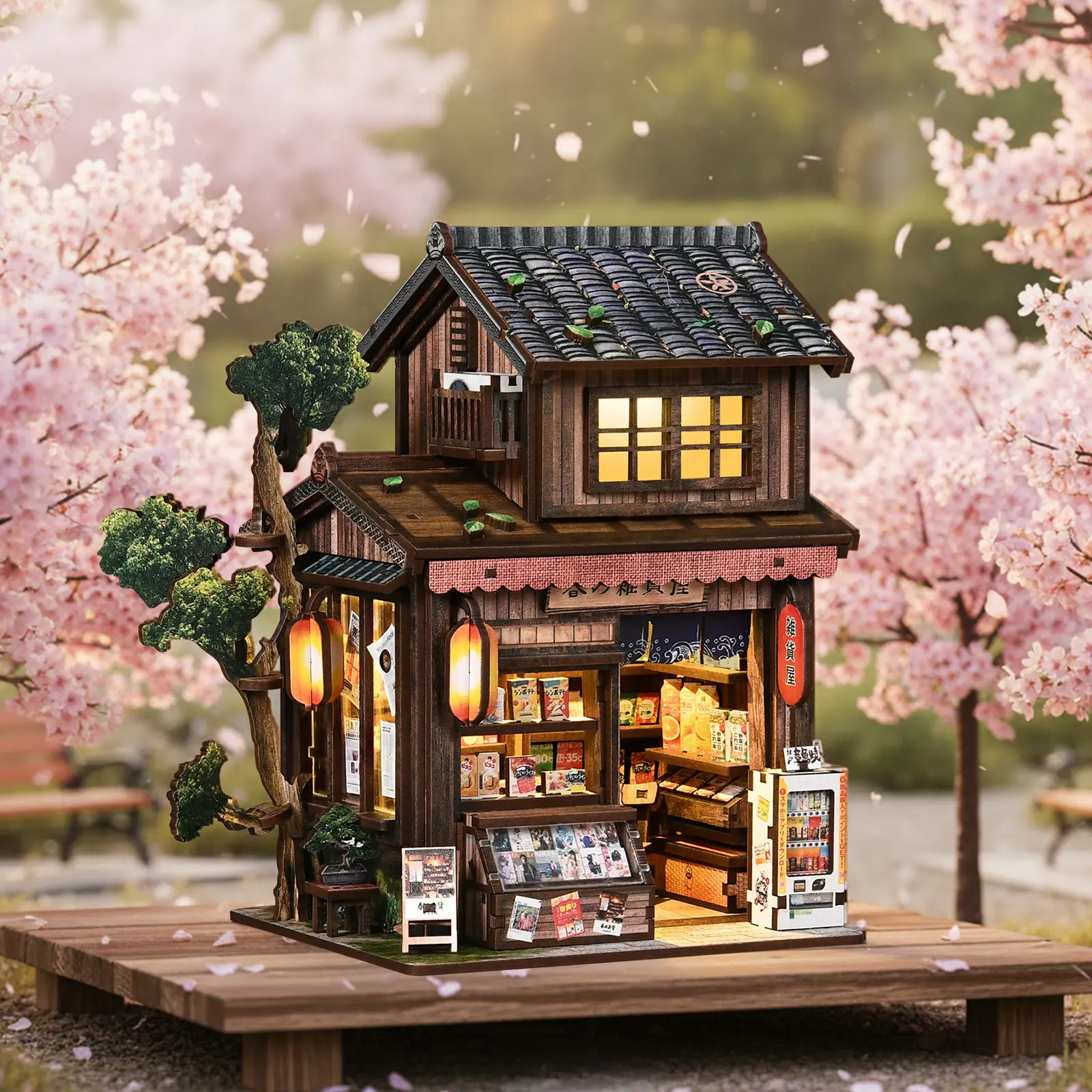 3D Wooden Book Nook Kit - DIY Miniature House Puzzle, Elegant Natural Texture Decor, Teenagers’ Creative Handmade Gift for Booklovers’ Birthday, Holiday Occasions Bookshelf Decoration Set, 3D Wooden Puzzle