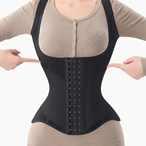 Women's Basic Vest-Style Waist Trainer with Adjustable Straps, Breathable Mesh Underbust Tummy-Control Corset with 3-Row Hook-and-Eye Closure, Slimming Body Shaper for Apple-Shaped Figures, Seated Activities, and Workouts