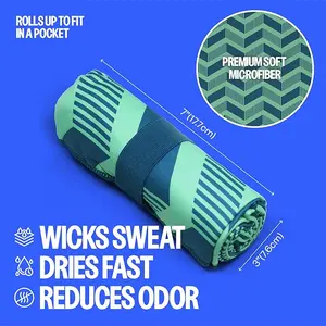 Large Microfiber Beach Towel, 64" x 30" Quick Dry Odor-Free Technology, Men & Women Fast Drying Super Absorbent Swim Towels for Swimmers, Sand, Pool, Travel, Hiking, Gym, Camping, Bath (Wave) pattern