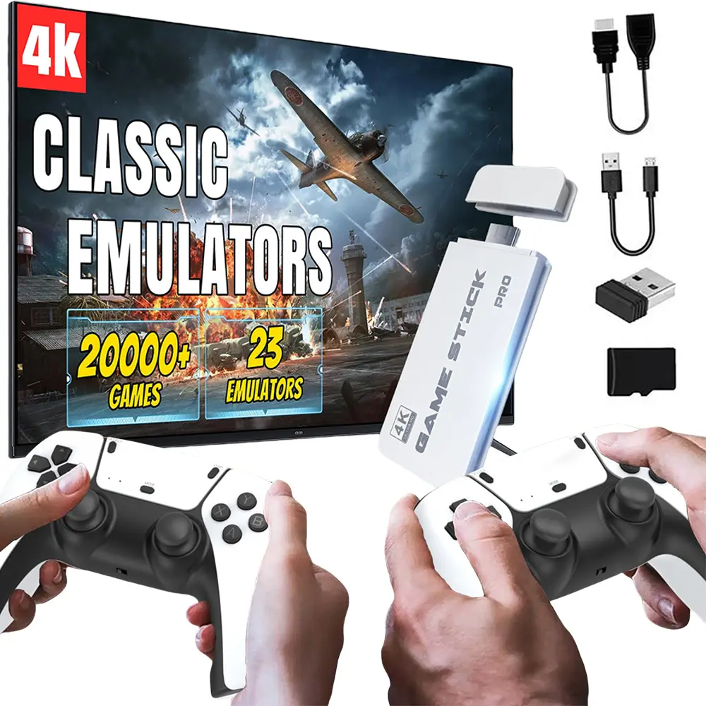M15 Retro Gaming Console with 20,000+ Classic Video Games，19 Emulators，64GB Storage，Plug & Play Game Stick，4K HDMI Output，Includes 2.4GHz Controllers，Premium Competitive Dualcontrollers simulator
