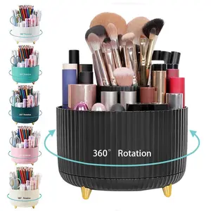 360° Rotating Makeup Brush Holder, Large Capacity Makeup Brush Storage Organizer, Cosmetic Organizer for Nail Polish, Art Supply, Bathroom Vanity, Boxes