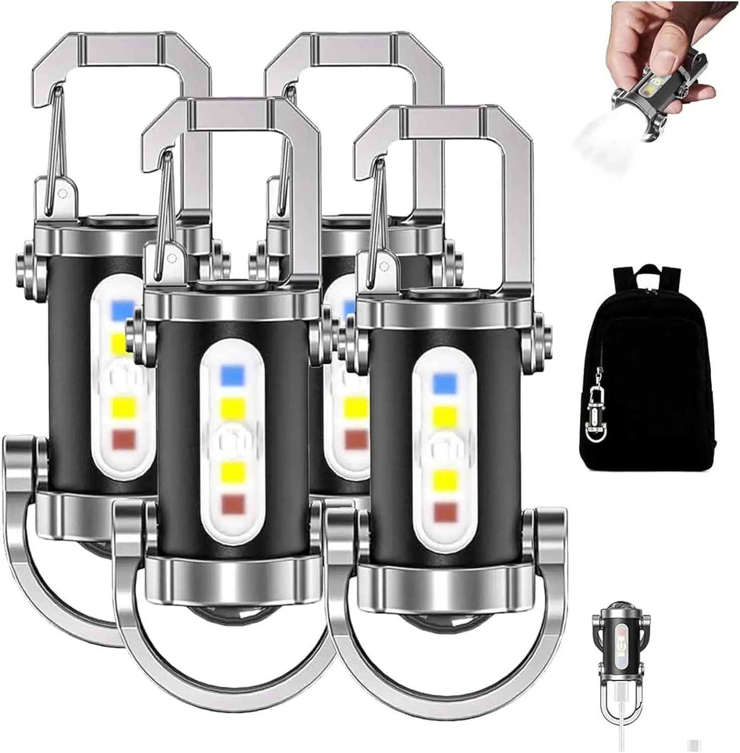 Fathers Day Gifts Portable Bright Keychain Flashlight, Mini Keychain Flashlight, 1200 Lumens EDC Waterproof Keychains Flashlight (4 PCS) Fathersdaygift