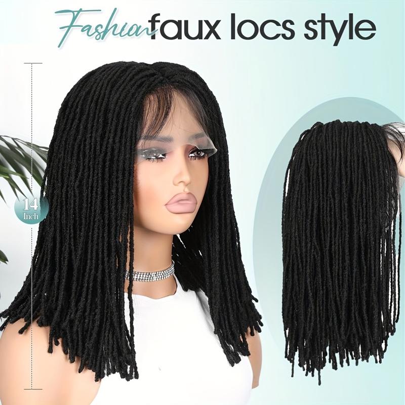 2025 new Full Lace Dreadlock Wig with Baby Hair Short Faux Locs Wig for Women And Men Lightweight Pre-Plucked Micro Locs Wig African American Synthetic Twist Braid Wigs