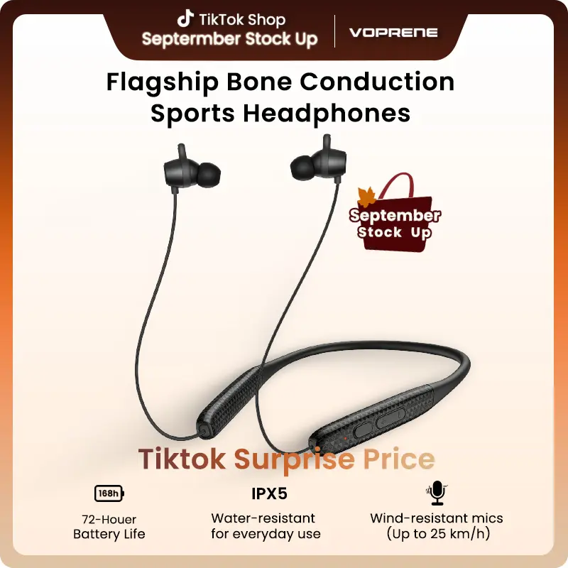 Voprene 2026 New Active Noise Cancelling Wireless Headset - In-Ear Earphones, Electronic Audios, Memory Foam, Liquid Silicone Neckband, 48H Playtime, Water Resistant, Built for Gym, Outdoor Commutes, PC & Laptop Use