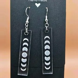 25) Clear Rectangle Moon Phase Earrings!