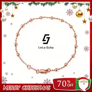 LuLuEcho 3mm Rose Gold Plated Stainless Steel Ball Berd Necklaces Metal Bead Chain Choker for Women Men Jewelry Making Versatile DIY Crafting