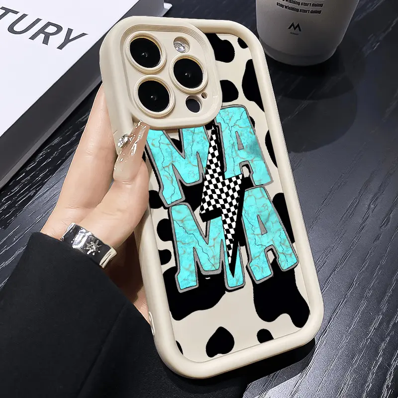 Phone case for iPhone 17 Air 16 Pro Max 15 Plus 16E 14 13 12 11 XS XR Cow Skin Mama Advanced fashion gift Shockproof Silicone TPU Bumper Drop Protection Soft Cover