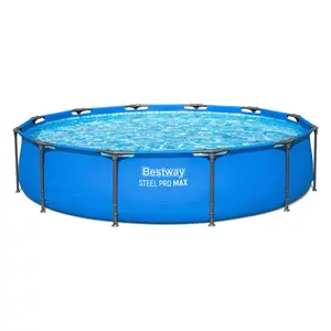 Bestway Steel Pro MAX 12’ x 30" Metal Frame Above Ground Pool, Blue, POOL ONLY