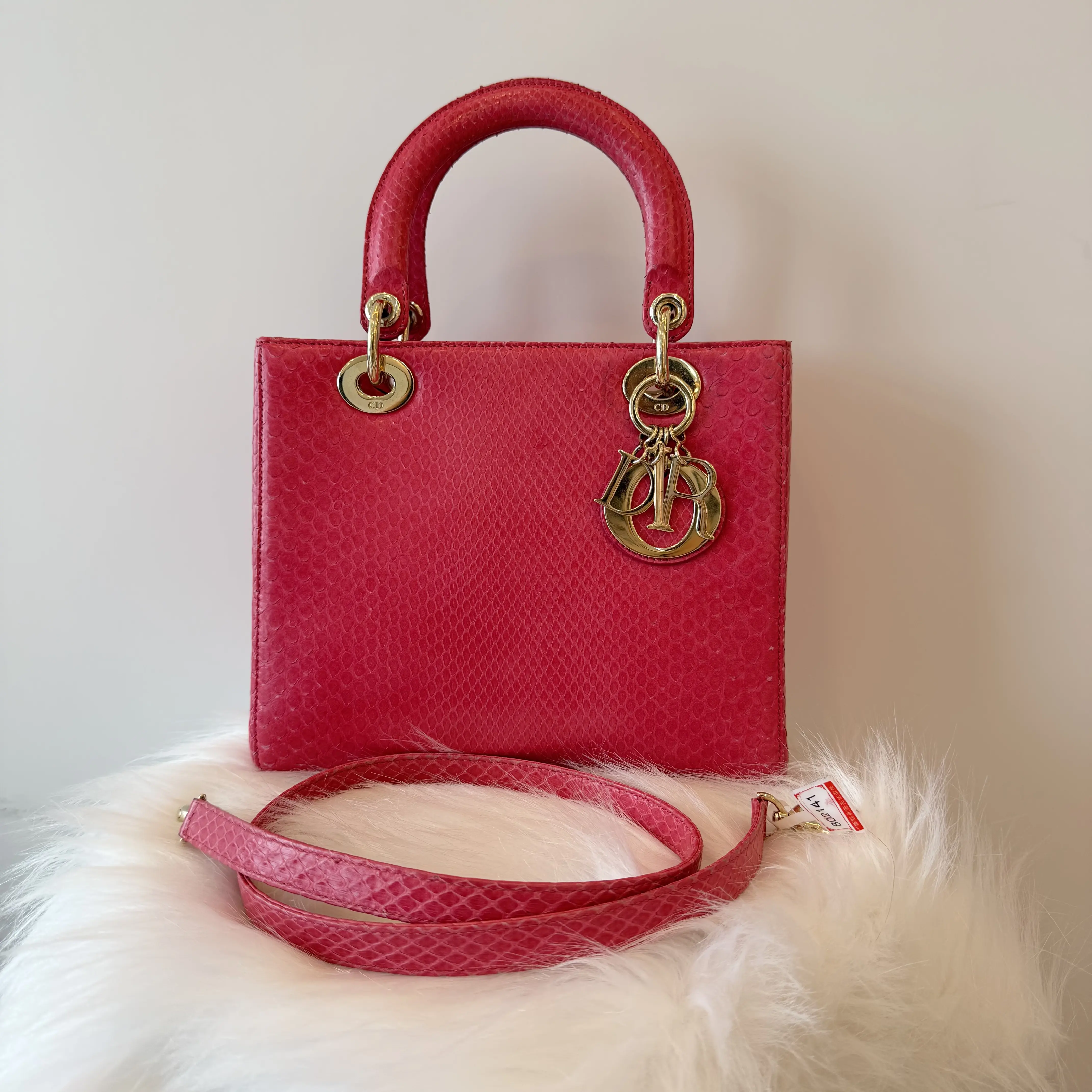 Pre-owned Dior Christian Lady Red Top Handle Handbag Preowned Luxury Designer