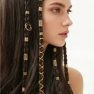 Women's Dopamine Hair Accessory Set - Star Pendant Decorative Ring, Hollow Bead Woven Ring Clip, Winding Rope Lock Metal Decoration Hair Clips