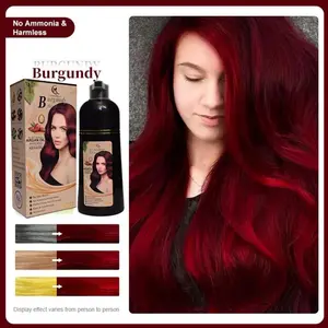 Burgundy Hair Dye Shampoo - Herbal Formula for Natural Hair Coloration, rojo oscuro