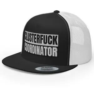 RIVEMUG Clusterfuck Coordinator Flat Bill Trucker Hat High Crown Adjustable Funny Adult Humor Cap
