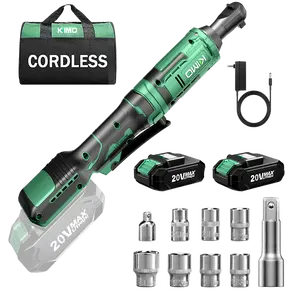 KIMO 20V Cordless Ratchet Wrench Set - 1/2" Power Ratchet Tool Kit w/ 74 Ft-Lbs & 400 RPM | 3⁄8 Ratcheting Wrench & Angle Wrench for DIY | Includes 7 Sockets, Batteries & Charger | Perfect Man Gift #LithiumElectricWrench #RatchetWrench