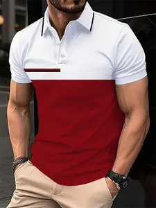 European and American men's Chic Elegant Casual, buttoned short-sleeved simple Polo Shirts for men. Summer mesh breathable top for men.