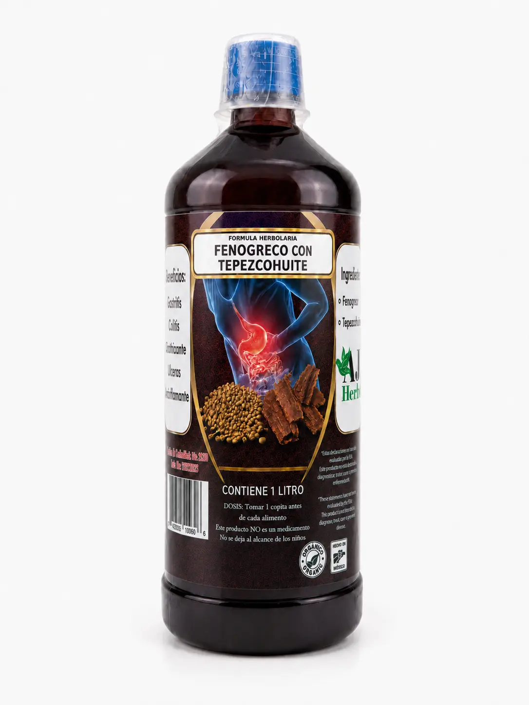 Fenogreco with Tepezcohuite Herbal Supplement Tonico 1lt Natural Digestion Support