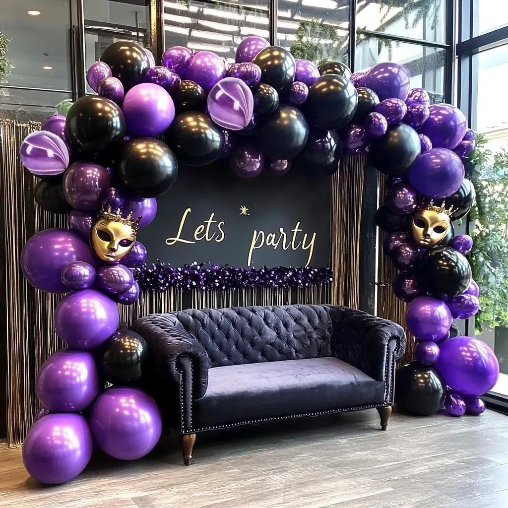 Black Purple Balloon Garland Double Stuffed Dark Purple Black Balloons Different Sizes Mardi Gras Balloon Arch for Graduation Birthday  Shower Anniversary Vampire Prom Party Decorations