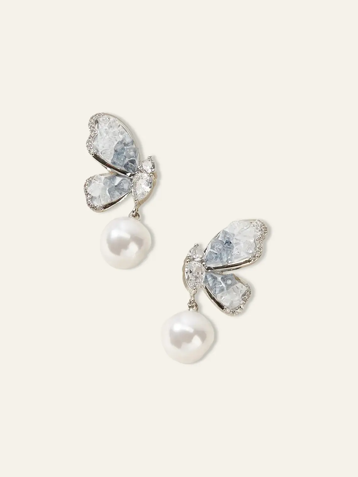 Azazie Something Blue Butterfly Wing Drop Earrings Butterfly Detail Elegant Statement Compact Bridal Wedding Evening Party Earrings