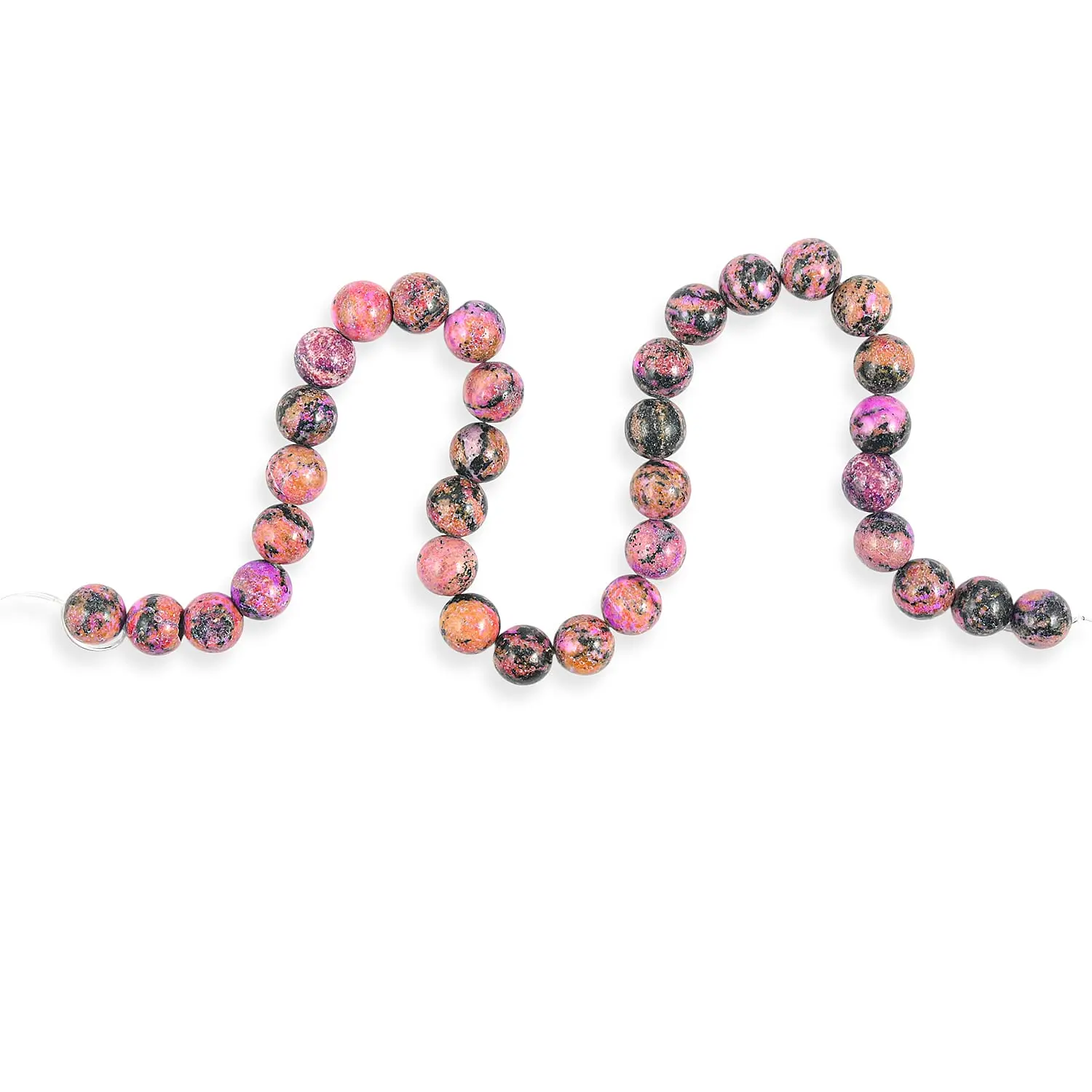 GCS Round Purple Moss Jasper Beaded Strand (16 Inches) 53.20 ctw