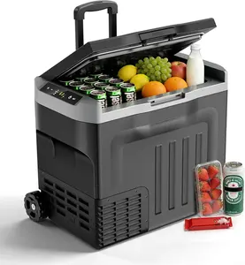 12V Portable Refrigerator, 42 Quart Dual-Voltage 12V/24V DC Car Cooler, -4°F to 68°F Portable Freezer for Car, Truck, RV, Camping, Home, Road Trips