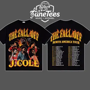 J. Cole - The Fall-Off Tour Graphic For Cold World High-quality, Soft Cotton T-Shirt, Disc 29, Disc 39 Hip-Hop Shirt, The Fall-Off Album Jermaine Lamar Cole Fan Graphic Tee, Cole World Music Fan Merch Shirt