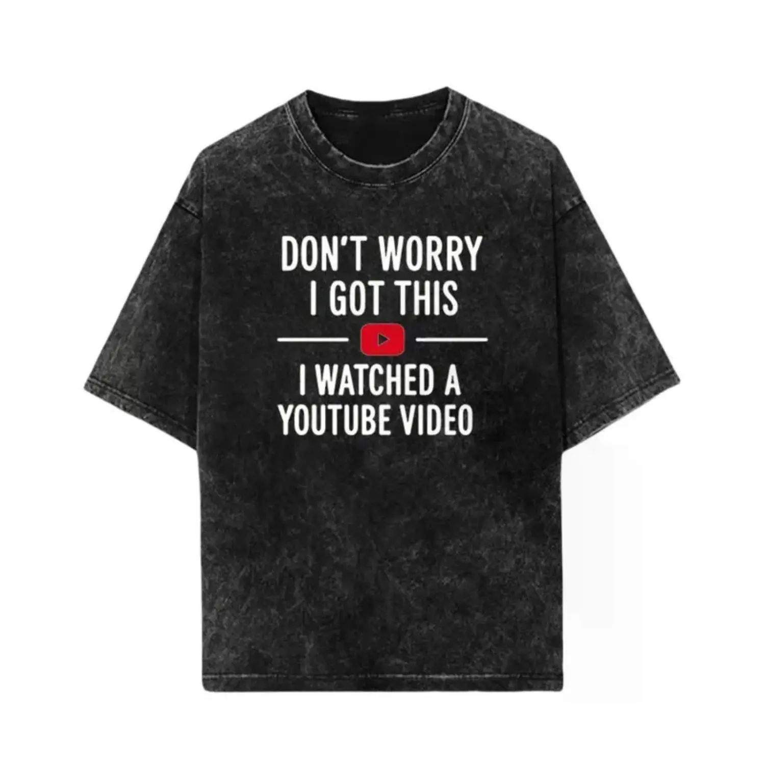 Men's Funny Graphic Cotton T-Shirt - Casual Loose Fit Top with Ribbed Round Neck, Humorous "I Watched a YouTube Video" Design, Perfect Father's Day Gift, Short Sleeve Classic Knit Shirt