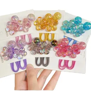 Cute Flower Hair Ties for Girls – 1 Pair (Random Color)