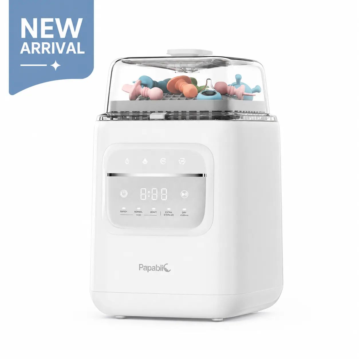 2026 New Papablic Baby Bottle Washer Sterilizer and Dryer All in One Bottle Cleaner for Bottles, Pump Parts & Baby Essentials, Holds 8 Bottles - Time-Saving & Effortless Care#sohochic, Auto Heat