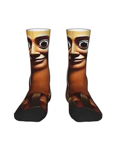 1 Pair Hip Hop Vintage Tung Tung Tung Sahur Brainrot Meme Crazy Men's compression Tube Socks Unisex Harajuku Pattern Printed Funny Novelty Happy Crew Sock