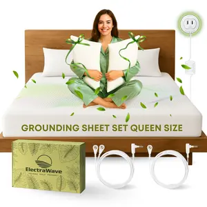 ElectraWave Earth Grounding Sheets Queen Size with 7% Silver Fiber 93% Organic Cotton - White - SGS Quality Certified Grounded Well Bed Sheet - Conductive Sheet for Better Sleep