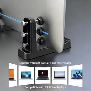 Upgraded Vertical Laptop Stand Ergonomic Design for Laptops Tablets Stable Anti-Slip Silicone Pads Efficient Heat Dissipation Space-Saving Multi-Functional Desktop Organizer