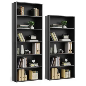 Book shelf, 5-Tier Bookshelf, Bookcase with Adjustable Shelves,  for Living Room, Bedroom, Home Office, Blackwood  Industrial 5 Shelf Bookcase - Large 53 Inch Tall Floor Standing Open Bookshelf for Home Office, Living Room, and Bedroom Storage