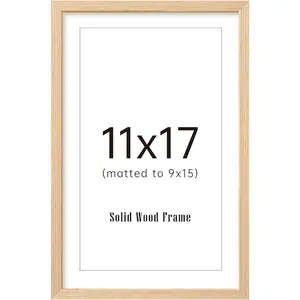11x17 Picture Frame,  Solid  Picture Frames, Display 9x15 with Mat or 11 x 17 Without, Vertical or Horizontal Wall , 1 Pack,