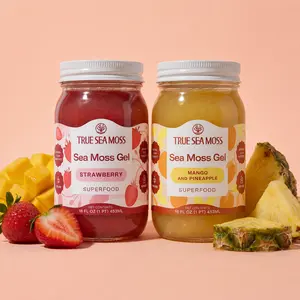 True Sea Moss Gel 2-Jar Bundle: Mango-Pineapple & Strawberry – Rich in Essential Minerals & Vitamins – supports overall vitality